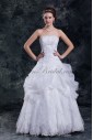 Organza Strapless Neckline Floor Length Ball Gown Embroidered Wedding Dress