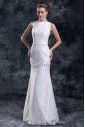 Lace Bateau Neckline Floor Length Sheath Embroidered Wedding Dress