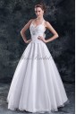Organza Halter Neckline Floor Length Ball Gown Embroidered Wedding Dress