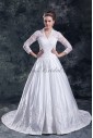 Satin and Lace Sweetheart Neckline Chapel Train Ball Gown Embroidered Wedding Dress with Jacket