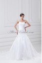 Taffeta One-Shoulder Neckline Sweep Train Ball Gown Embroidered Wedding Dress