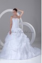 Organza Sweetheart Neckline Sweep Train Ball Gown Embroidered Wedding Dress