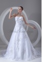 Organza Strapless Neckline Chapel Train Ball Gown Embroidered Wedding Dress