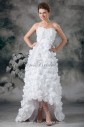 Satin Sweetheart Asymmetrical A-line Flowers Wedding Dress