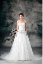 Organza Sweetheart Neckline Sweep Train A-line Embroidered Wedding Dress