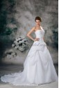 Organza Strapless Neckline Sweep Train A-line Embroidered Wedding Dress