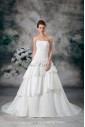 Satin Strapless Neckline Sweep Train A-line Embroidered Wedding Dress