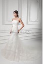 Satin and Net Strapless Neckline A-line Sweep Train Embroidered Wedding Dress