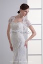 Satin and Net Strapless Neckline Sheath Sweep Train Embroidered Wedding Dress with Jacket