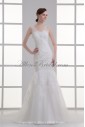 Satin and Net Straps Neckline Mermaid Floor Length Embroidered Wedding Dress