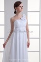 Chiffon One-shoulder Neckline Empire line Floor Length Hamd-made Flowers Wedding Dress
