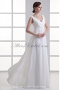 Chiffon V-Neckline Empire line Floor Length Bead Wedding Dress