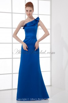 Satin Asymmetrical Neckline Sheath Floor Length Prom Dress
