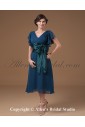 Chiffon V-Neck Knee-Length Column Mother Of The Bride Dress with Ruffle