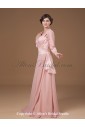 Chiffon and Charmeuse Shoulder Straps Neckline Sweep Train A-line Mother Of The Bride Dress with Jacket