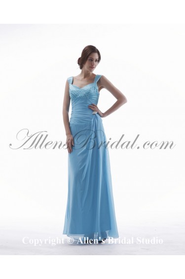 Chiffon Straps Neckline Ankle-Length Column Mother Of The Bride Dress with Ruffle