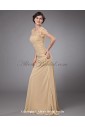 Chiffon Round Neckline Sweep Train A-line Mother Of The Bride Dress with Beaded and Cap-Sleeves