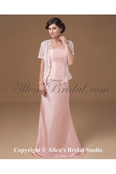 Chiffon Strapless Sweep Train Sheath Mother Of The Bride Dress with Jacket