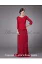 Chiffon Bateau Neckline Sweep Train Column Mother Of The Bride Dress with Beading Long Sleeves