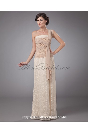 Lace One-Shoulder Floor Length Column Mother Of The Bride Dress
