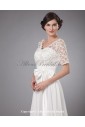 Chiffon V-Neck Sweep Train A-line Mother Of The Bride Dress with Embroidered and Short Sleeves