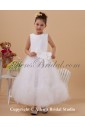 Satin and Tulle Jewel Neckline Ankle-Length A-line Flower Girl Dress with Bow