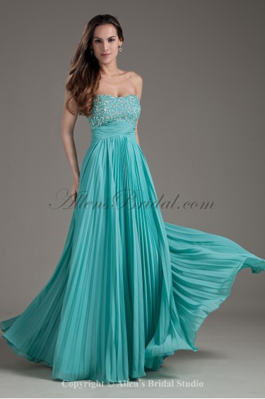Chiffon Sweetheart Neckline Column Floor-Length Sequins Prom Dress