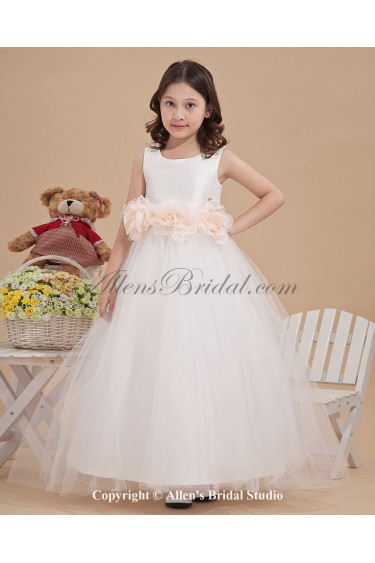 Tulle Scoop Neckline Ankle-Length Ball Gown Flower Girl Dress