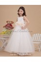 Tulle Jewel Neckline Ankle-Length A-line Flower Girl Dress