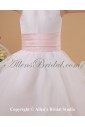 Satin and Organza Jewel Neckline Tea-Length A-line Flower Girl Dress