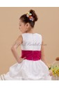 Satin Jewel Neckline Tea-Length A-line Flower Girl Dress
