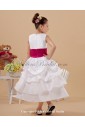Satin Jewel Neckline Tea-Length A-line Flower Girl Dress