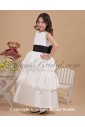 Satin Jewel Neckline Ankle-Length Ball Gown Flower Girl Dress with Bow