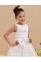 Yarn Jewel Neckline Ankle-Length Ball Gown Flower Girl Dress with Bow