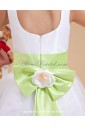 Tulle Jewel Neckline Ankle-Length A-Line Flower Girl Dress with Bow
