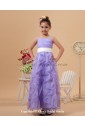 Satin and Organza Spaghetti Straps Neckline Ankle-Length A-Line Flower Girl Dress with Ruffle