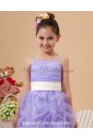 Satin and Organza Spaghetti Straps Neckline Ankle-Length A-Line Flower Girl Dress with Ruffle