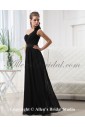 Chiffon One-Shoulder Floor Length Empire Bridesmaid Dress with Ruffle and Flower