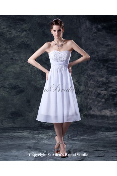 Organza and Taffeta Sweetheart Knee-Length A-Line Bridesmaid Dress with Embroidered 