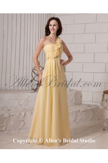 Chiffon One-Shoulder Floor Length A-line Bridesmaid Dresss