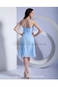 Chiffon Strapless Knee-Length Column Bridesmaid Dress with Pleated