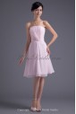 Chiffon Strapless A-Line Knee Length Crystals Cocktail Dress
