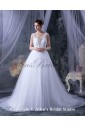Tulle Square Neckline Court Train A-Line Wedding Dress with Embroidered