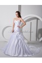 Satin Sweetheart Cathedral Train A-Line Wedding Dress with Ruffle Embroidered