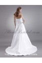 Satin Strapless Sweep Train A-Line Wedding Dress with Beaded
