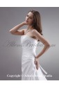 Satin Strapless Sweep Train A-Line Wedding Dress with Beaded