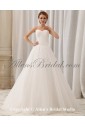 Satin and Chiffon Sweetheart Court Train A-Line Wedding Dress with Layering