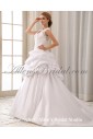 Satin Sweetheart Court Train A-Line Wedding Dress with Embroidered and Ruffle