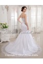 Lace Satin Strapless Cathedral Train Mermaid Wedding Dress