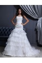 Organza Sweetheart Chapel Train Mermaid Wedding Dress with Embroidered and Ruffle
